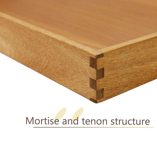 MAGIGO 19 x 19 Inches Large Square Teak Wood Ottoman Tray with Handles, Serve Tea, Coffee Classic Wooden Decorative Serving Tray