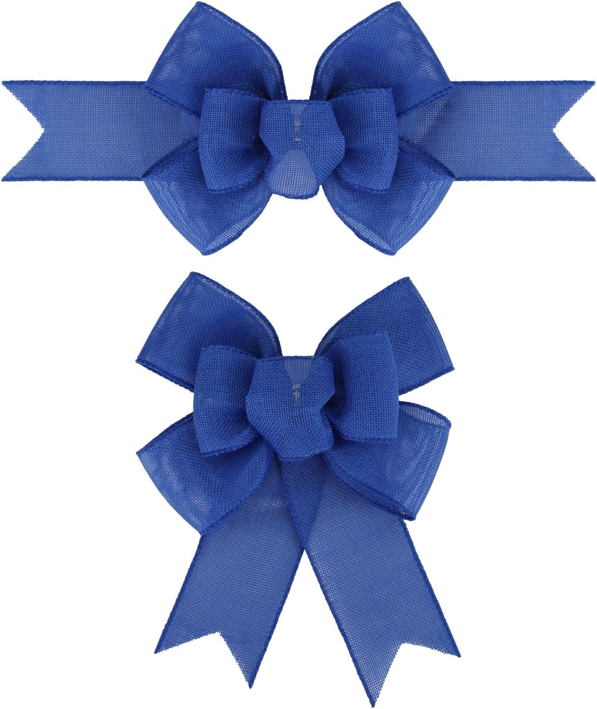 Meseey Royal Blue Wired Ribbon - Handmade Burlap Bows for Wreaths & Gift Wrapping | 2 Pcs Set