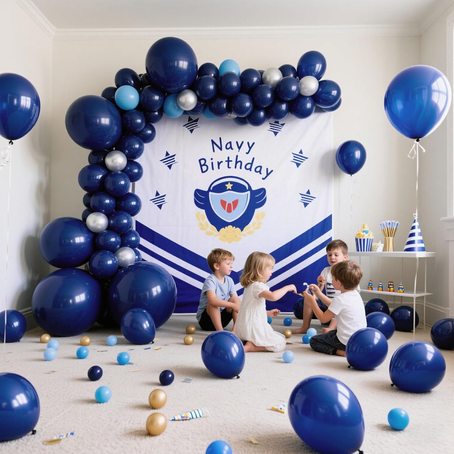 Skiennix Navy Blue Latex Balloons - 100 Pack of 12-Inch Round Balloons for Weddings & Parties