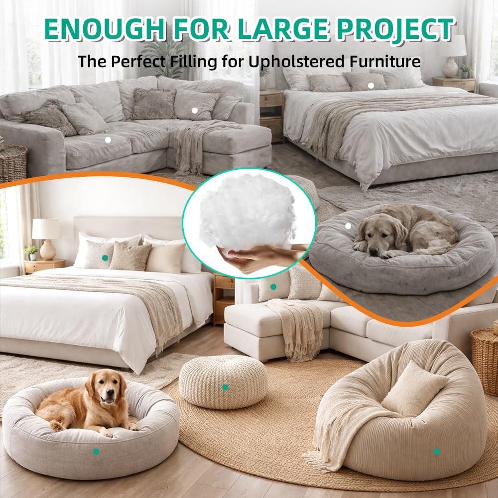 Welacer Polyfill Stuffing - Fluffy Pillow Filling for DIY Plush Toys & Cushions | 36.8oz Premium White Polyester