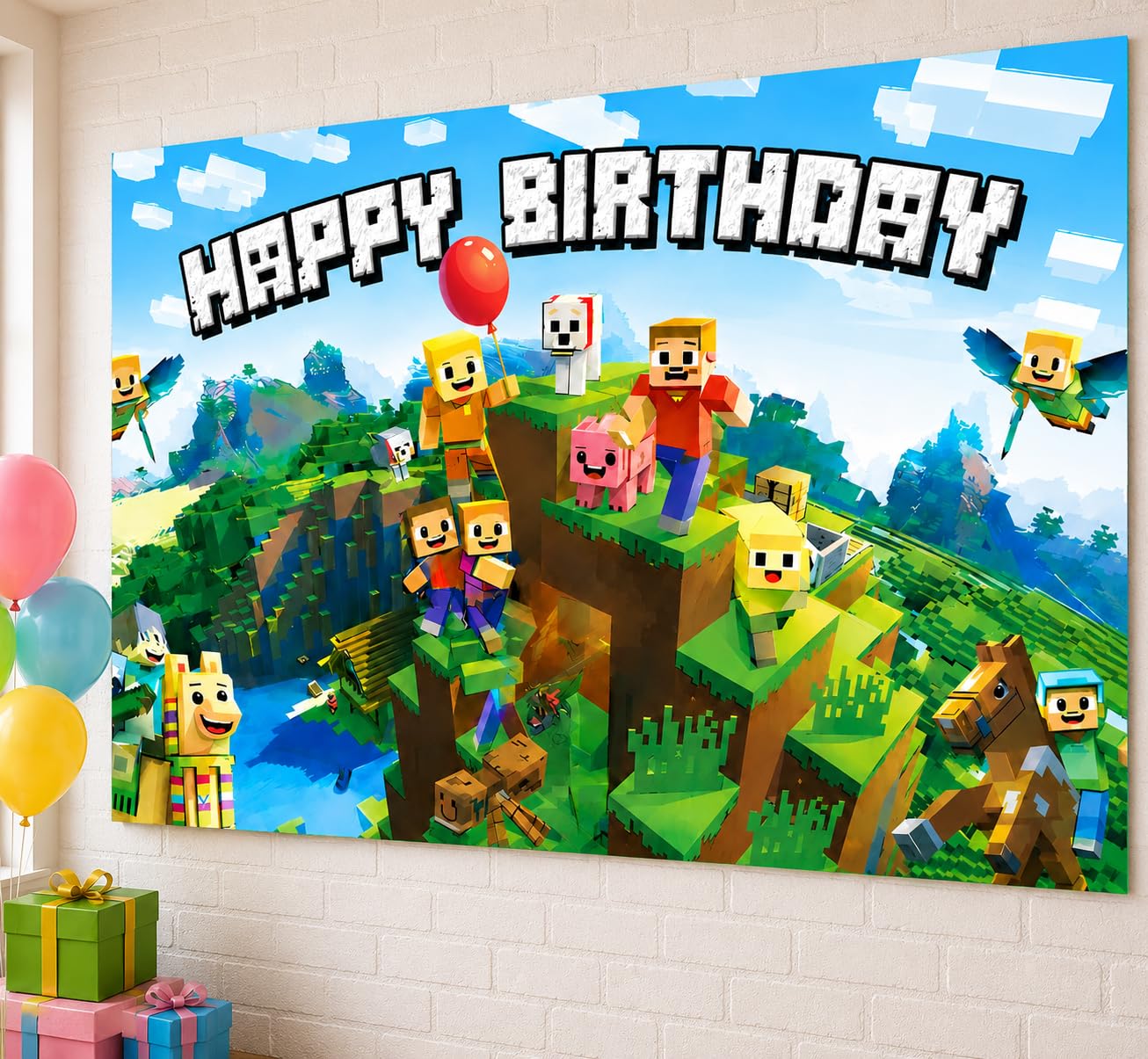 Happy Birthday Banner Boy 5x3ft Birthday Sign Village Gaming Birthday Party Decorations Videogame Themed Banner Video Game Decorations Video Game Happy Birthday Backdrop for Boys