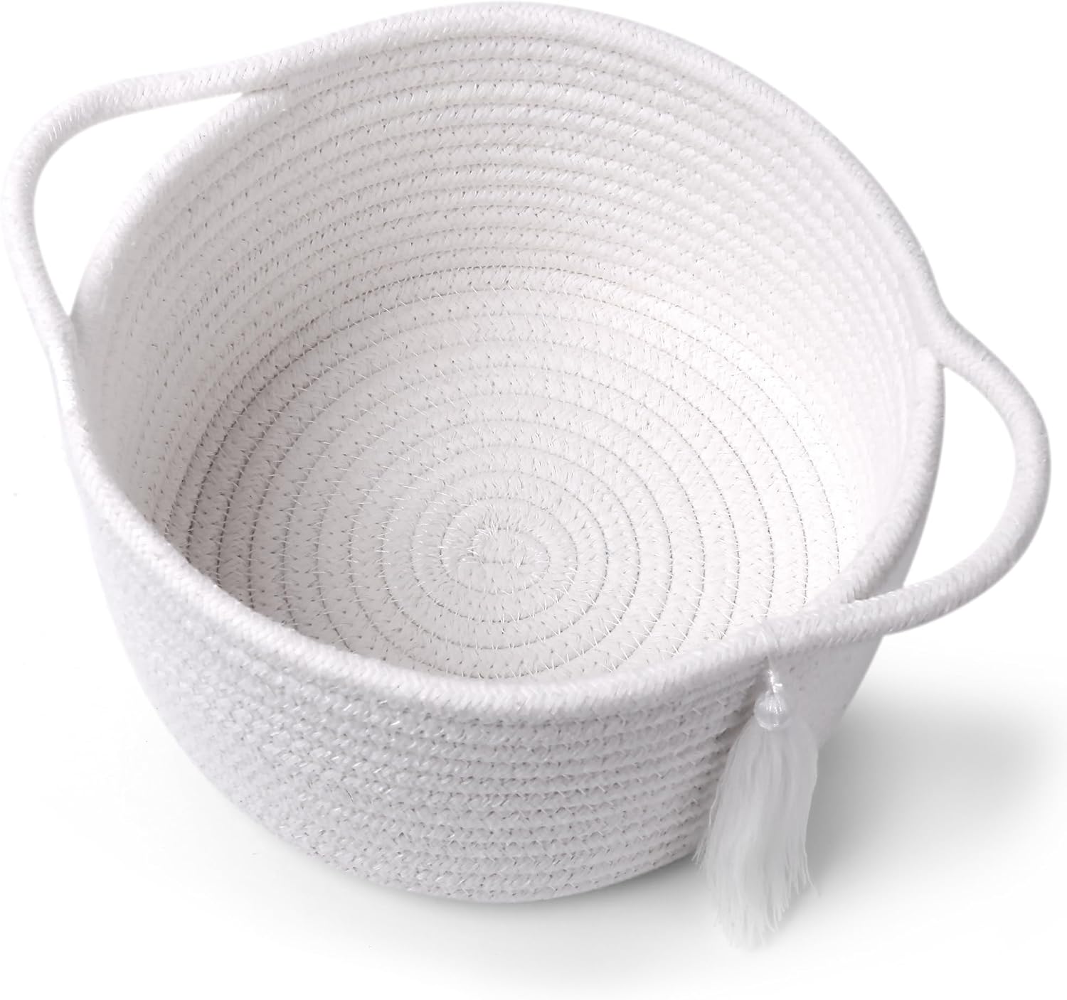 SweetMemo Gift Basket - Cute Decorative Woven Basket for Kids & Baby Showers | Mini Cotton Rope Bin with Handles