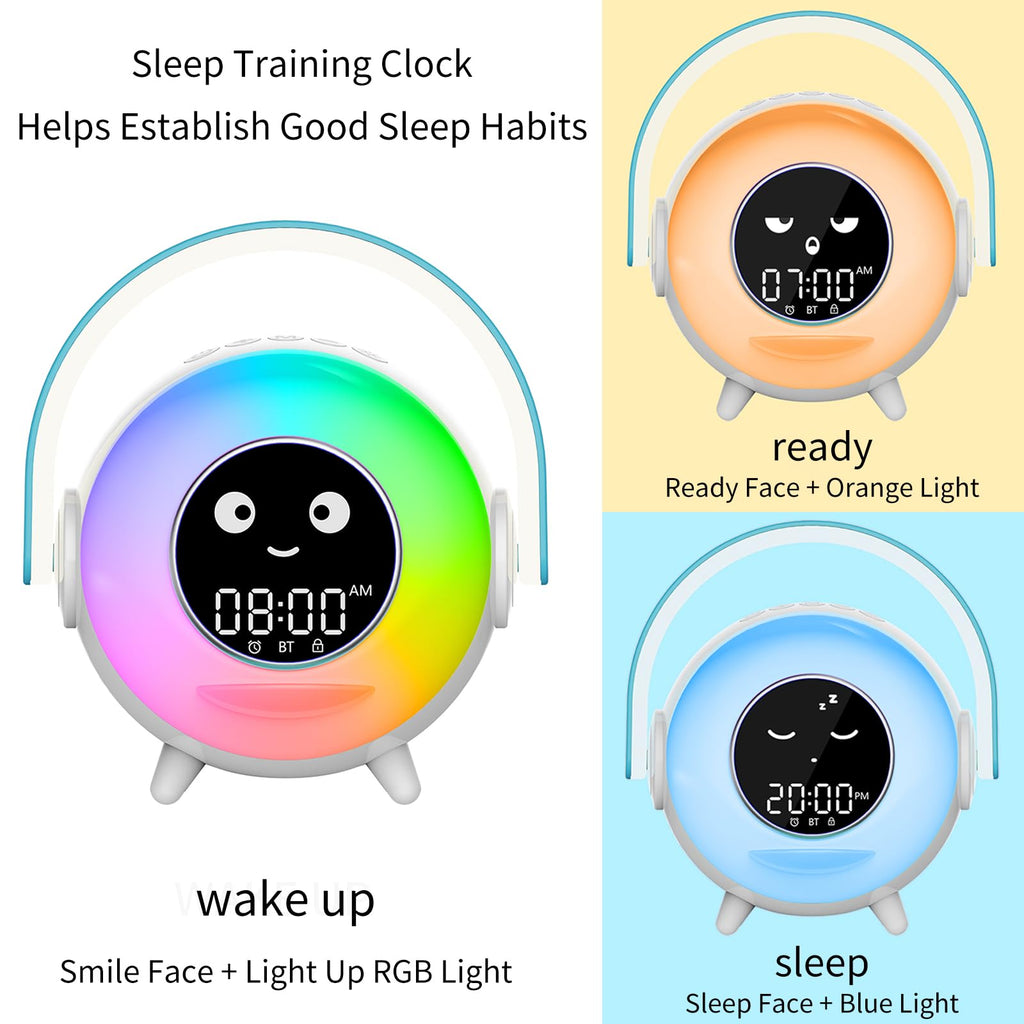 LOVME Kids Alarm Clock, Ready to Rise Sleep Training Clock with Night Lights, Sound Machine, Ok to Wake Clock for Kids, Gift Ideas for Toddler Boy Girl