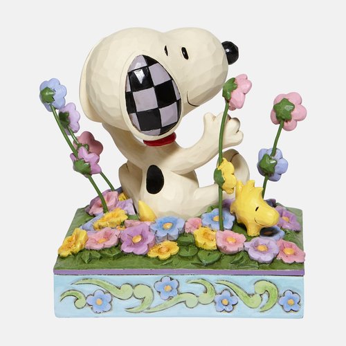 Enesco Peanuts by Jim Shore Snoopy in Flowers Figurine, 4.75 Inch, Multicolor