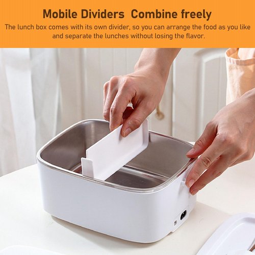 Zerodis Electric Food Heater for Work, Fast Portable Heated Lunch Box 1.8L Heated Lunchbox for Adults 2 in 1 Stainless Steel Interior Portable Food Warmer