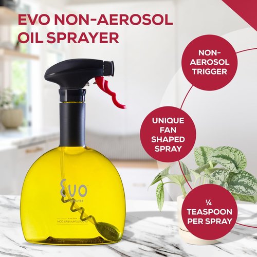 Evo Original Oil Sprayer - Non-Aerosol Olive Oil & Cooking Oil Dispenser | 24-Ounce Capacity, Yellow