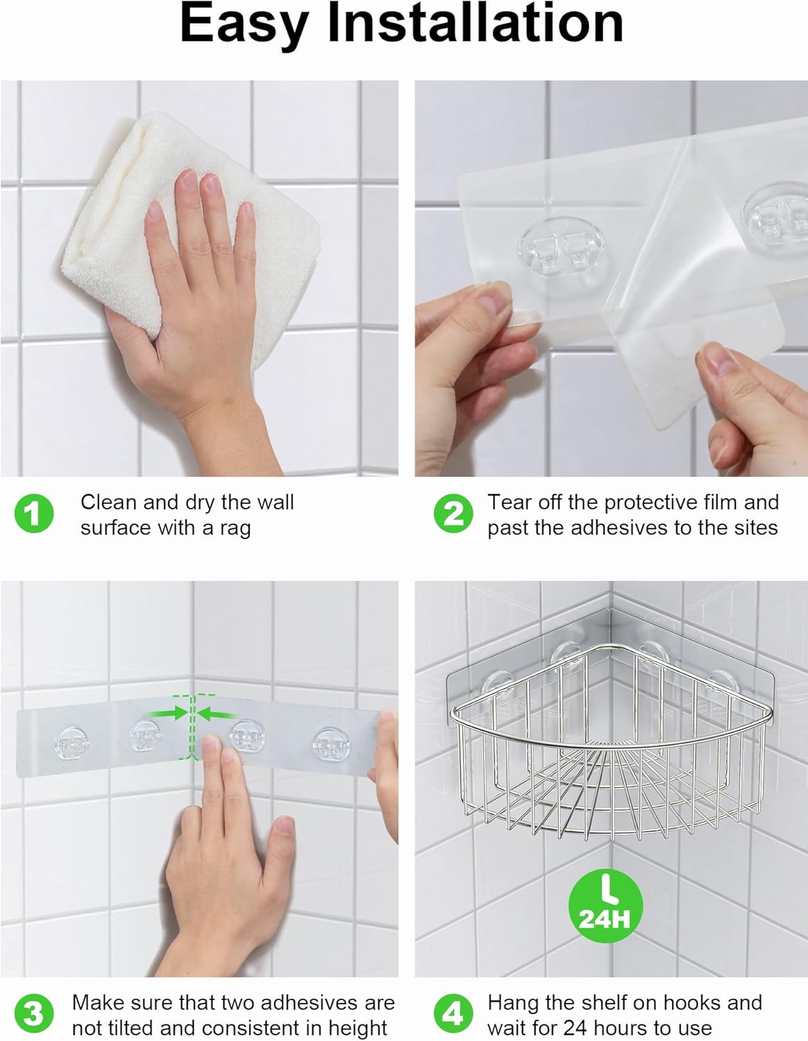 SMARTAKE Corner Shower Caddy - Deep Basket Design, Wall-Mounted Stainless Steel Organizer (Silver)