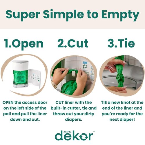 Diaper Dekor EKO Mini Diaper Pail - Eco-Friendly Design with 70% Recycled Materials | Hands-Free Operation