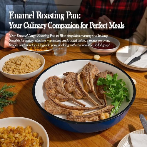 3-Pack Enamel Roasting & Baking Pan Set 10/12/14 Inch Round Cake Pans for Turkey Pizza Casseroles Desserts Oven& Dishwasher High Temperature Resistance Baking Dishes for Mom Wife Valentine's Day