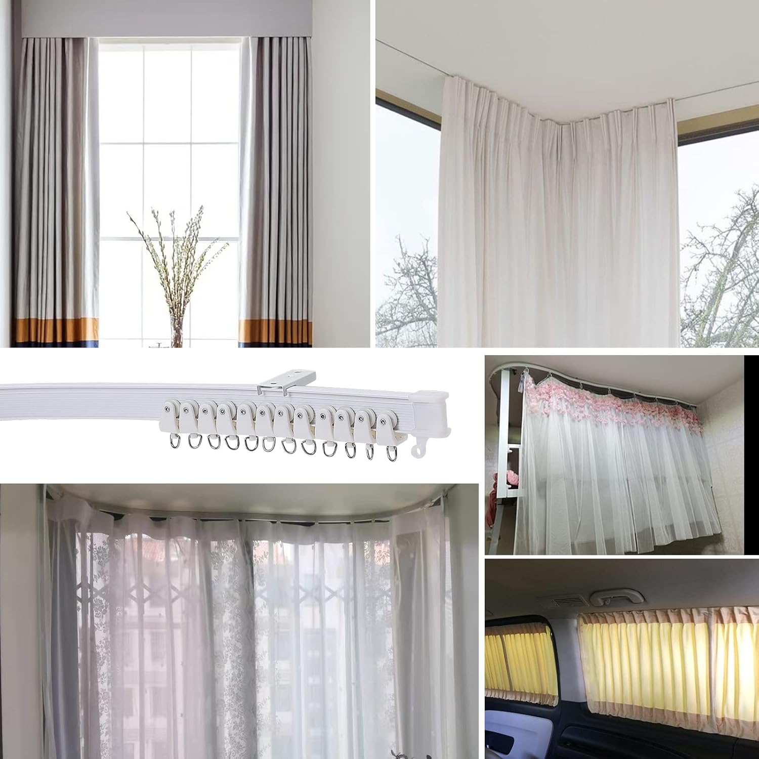 Skiennix Flexible Bendable Ceiling Curtain Track - 5m (16.4ft) Ceiling Mount for RV Curtains