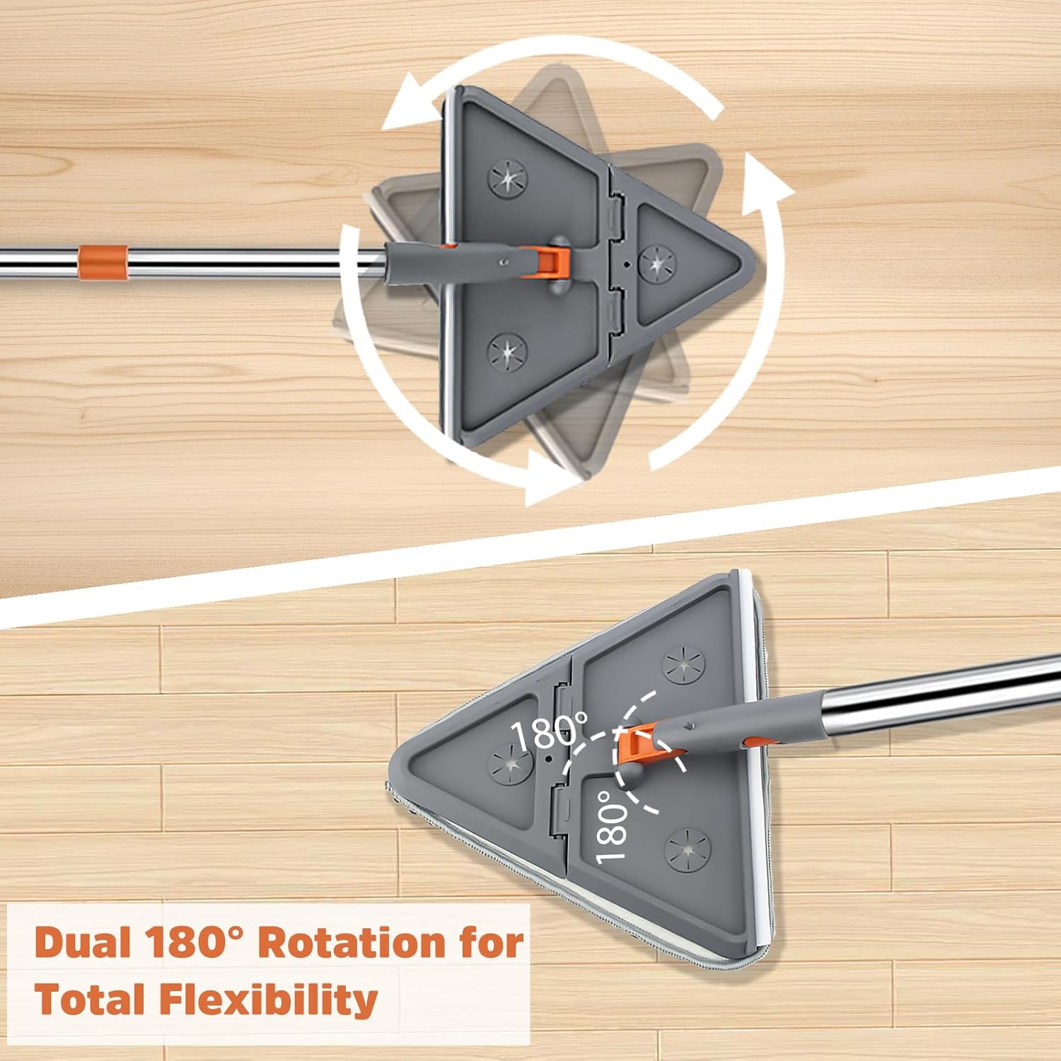 UIMO Wall Cleaner Mop - 2-in-1 Triangle & Rectangle Head with 94" Long Handle | 10 Washable Pads