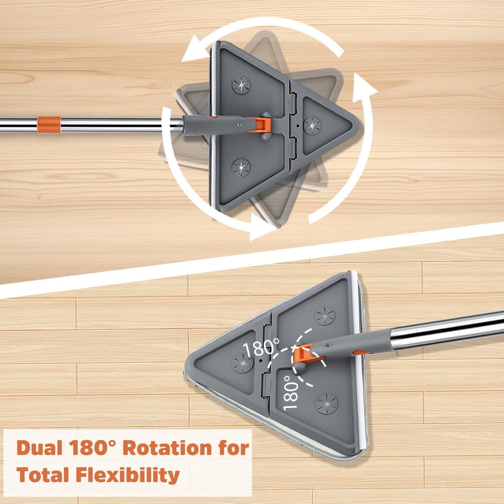 UIMO Wall Cleaner Mop with 94" Long Handle, 2-in-1 Triangle & Rectangle Head with Squeegee, 10 Washable Pads, Baseboard Cleaner Tool for Walls Scrubber, Ceilings, Windows, Glass, Fans, Doors, Corners