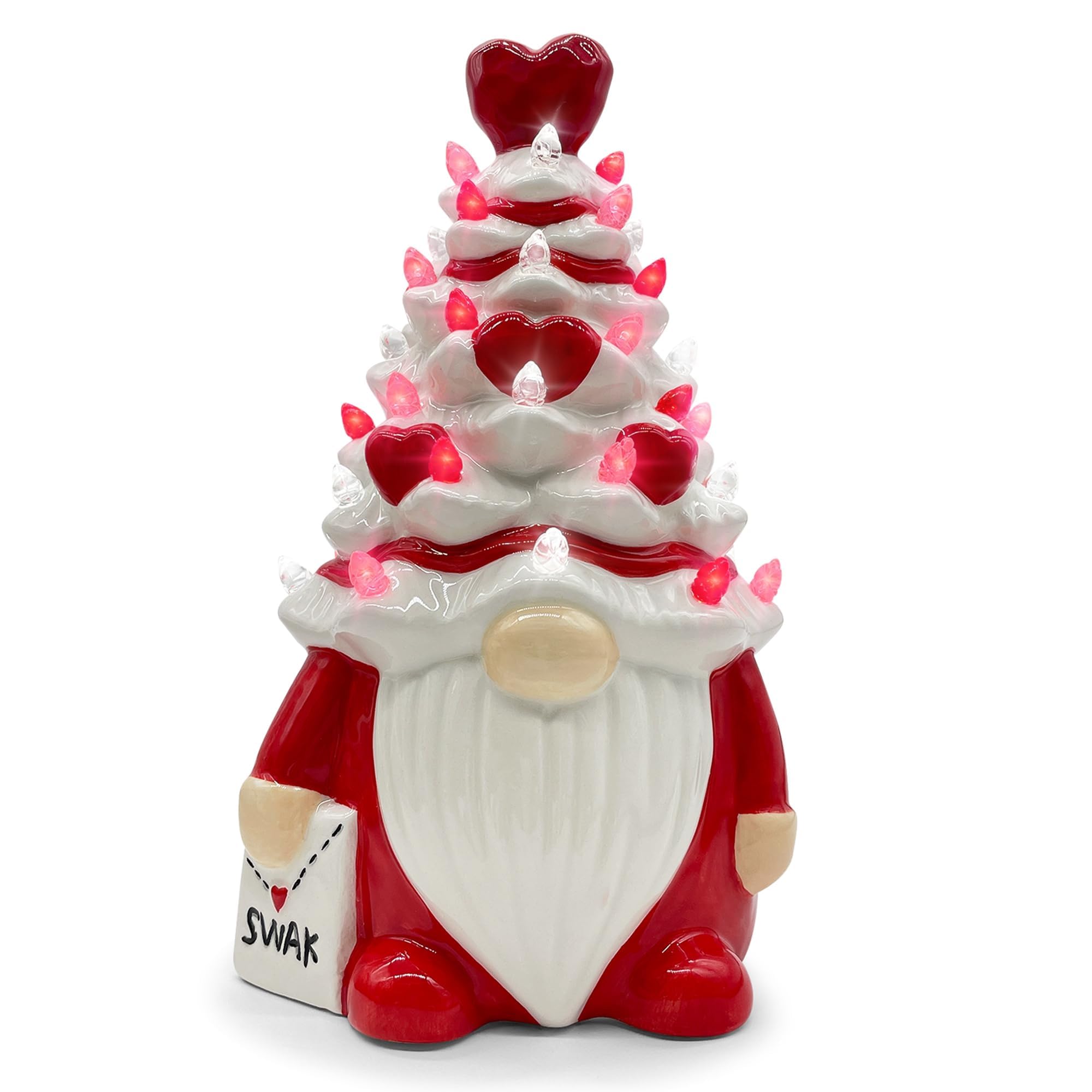 Hexagram Valentines Decorations, Valentines Day Decorations, Valentine Decor Ceramic Gnomes Tree, Valentine's Day Gnomes Decor