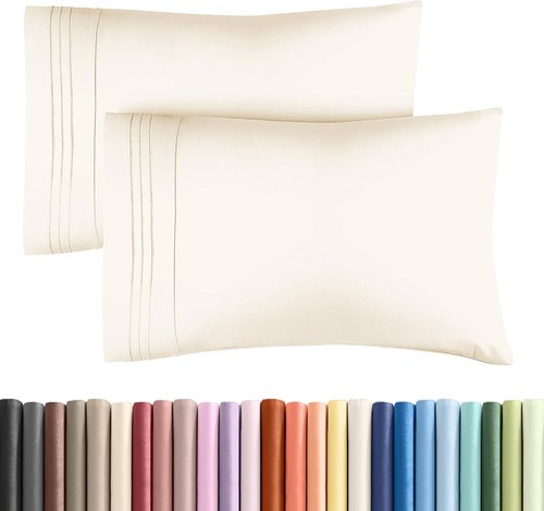 King Standard Pillow Cases - Soft Hotel Quality Covers | Comfy, Fade-Free & Wrinkle Resistant - 2 Piece Set in Off White
