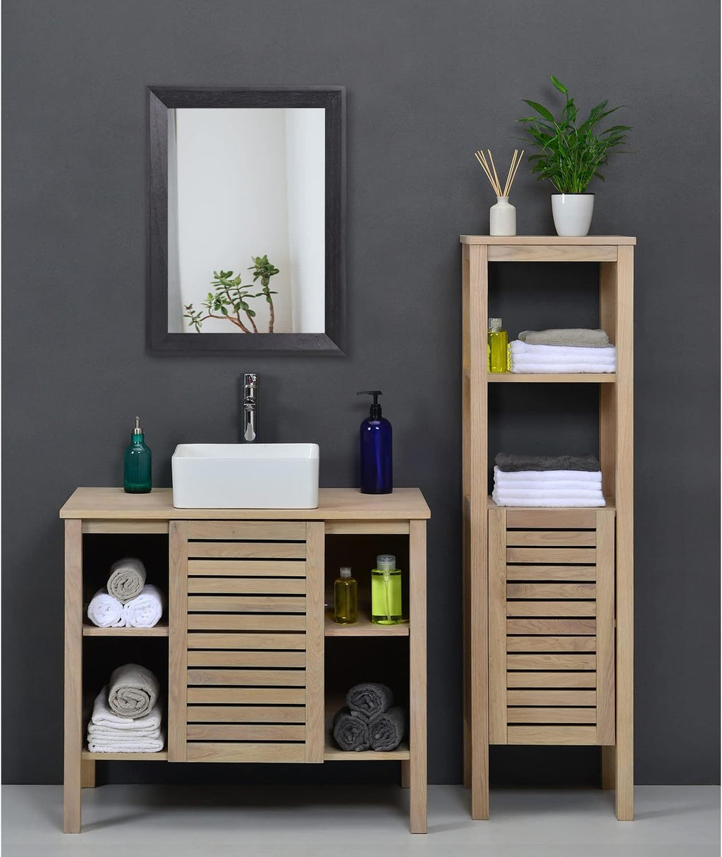 AAZZKANG Black Rectangle Wall Mirror - Decorative Wood Framed Design for Bedroom, Bathroom & Entryway