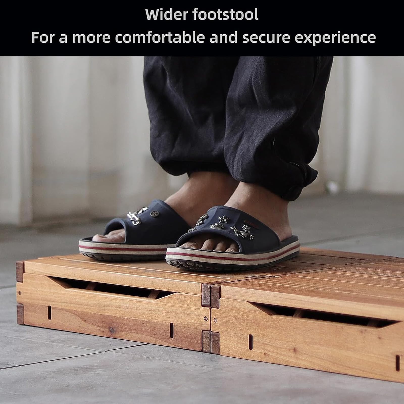 unununu Wooden Platform 3.7" Height.One Step Stool Larger 31.5" for Adults&Senior. Carbonization Porch Step,Stair Assist Indoor&Outdoor,Bedside Foot Stepper,Mobility Stepping.for Handicap,Elderly,Kids