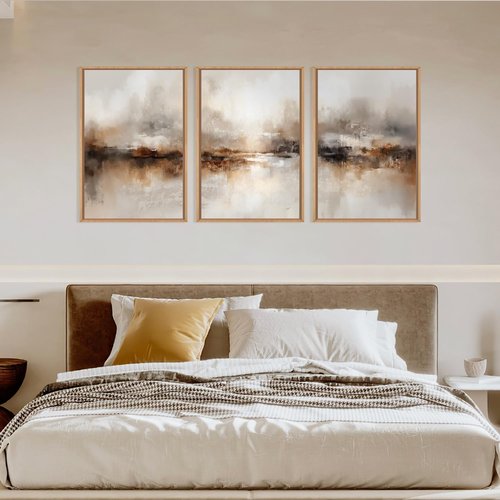 Large Abstract Brown Pastel Canvas Wall Art | Modern Brush Stroke Painting - 24"x36" for Living Room, Bedroom, Office