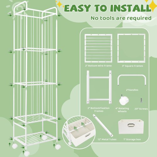 Puppiluv Stuffed Animal Storage, Metal Stuff Animals Zoo Holder with Fabric Drawer and Wheels Tall Vertical Plushies Toy Organizer Plush Storage Cage with Elastic Band for Nursery Playroom Corner