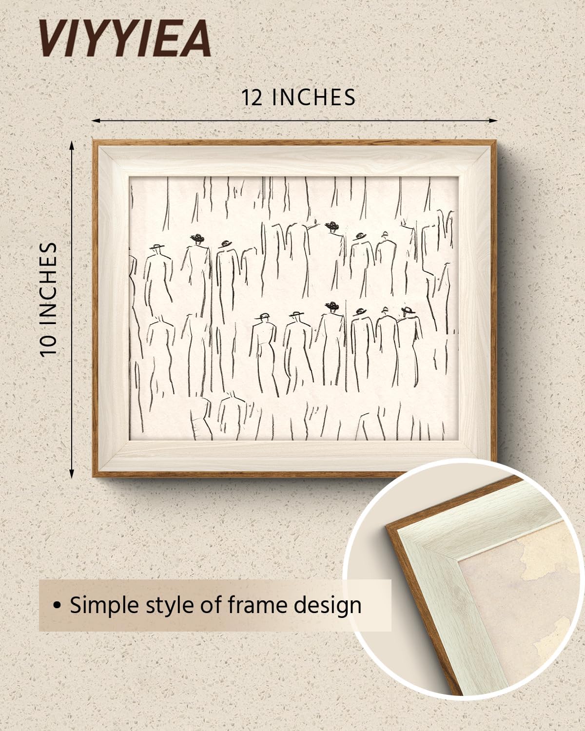 VIYYIEA Framed Wall Art - Minimalist Canvas Prints for Living Room & Bathroom Decor | 12L x 10W