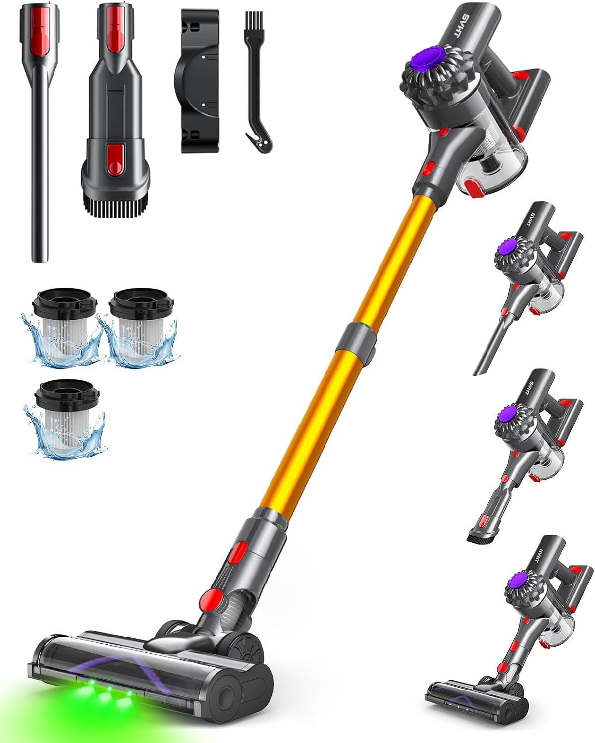 Skiennix Cordless Vacuum Cleaner - 450W 40KPA Lightweight Stick Vacuum with 45 Minutes Runtime | Advanced Green Light Tech for Carpet & Pet Hair