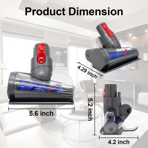 Bolan-Tech Mini Motorized Tool Brush Head for Dyson V7 V8 V10 V11 V15 Vacuum Cleaner Anti-Tangle Screw Tool Motorhead Attachment Head Replacement Parts for Long and Pet Hair