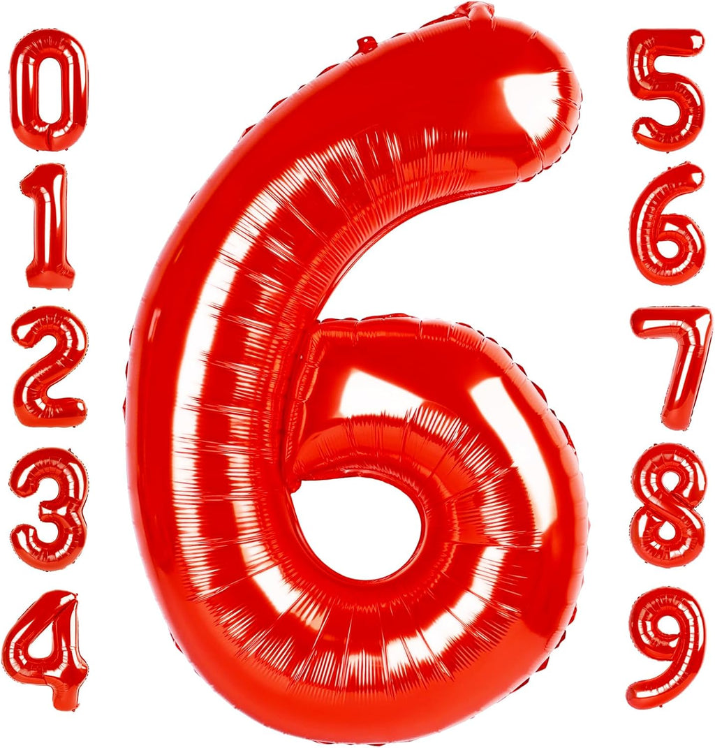 Number 6 Balloon - 40 Inch Red Birthday Decoration for Men & Women | Perfect for 6th Birthday Celebrations