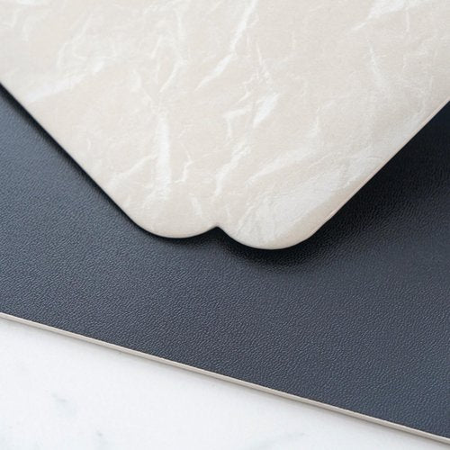 ZIWUROAD Faux Leather Placemats Set of 6, Waterproof Oil-Proof Wipeable PU Place Mats, Heat Resistant Non Slip Dining Table Mats for Indoor, Outdoor - 11x15.7 Inch, Velvet Beige