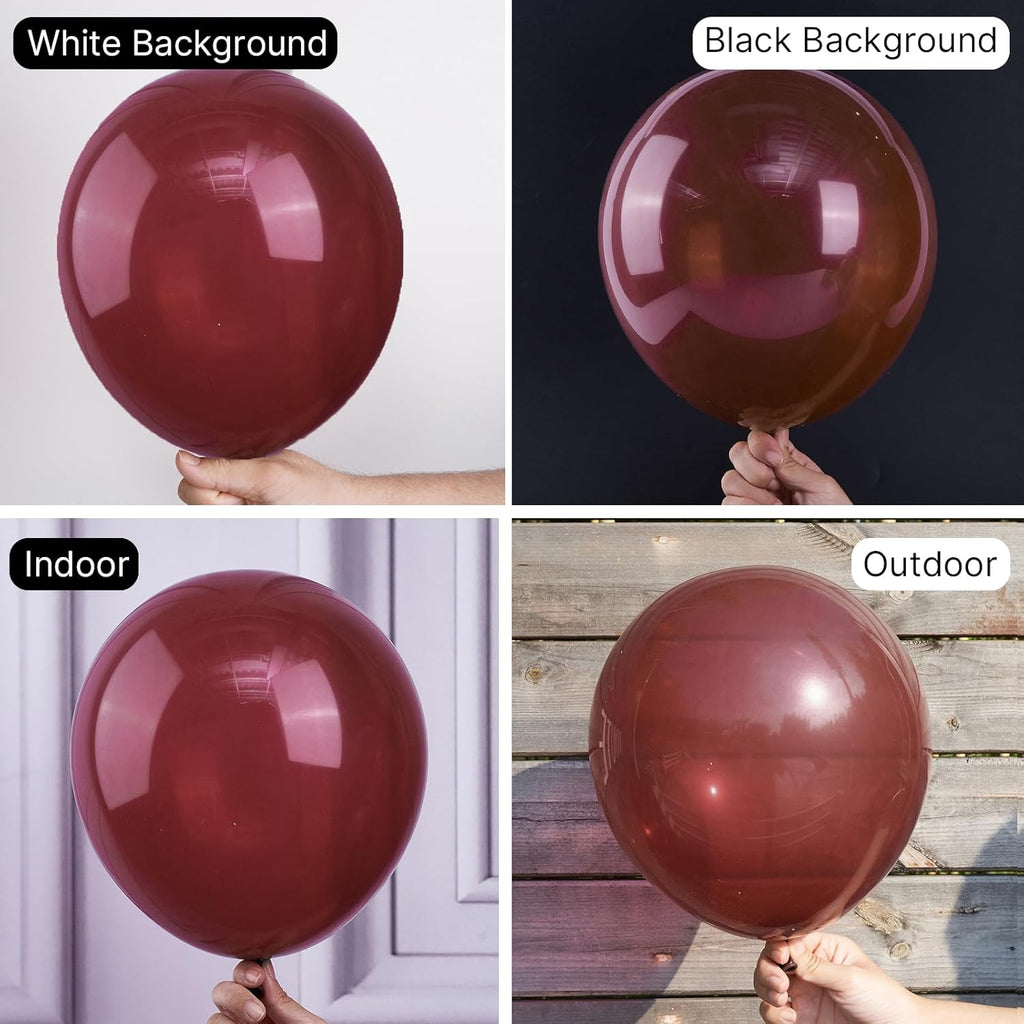 PartyWoo Burgundy Balloons - 50pcs 12 Inch Dark Chestnut Red Helium Balloons for Celebrations