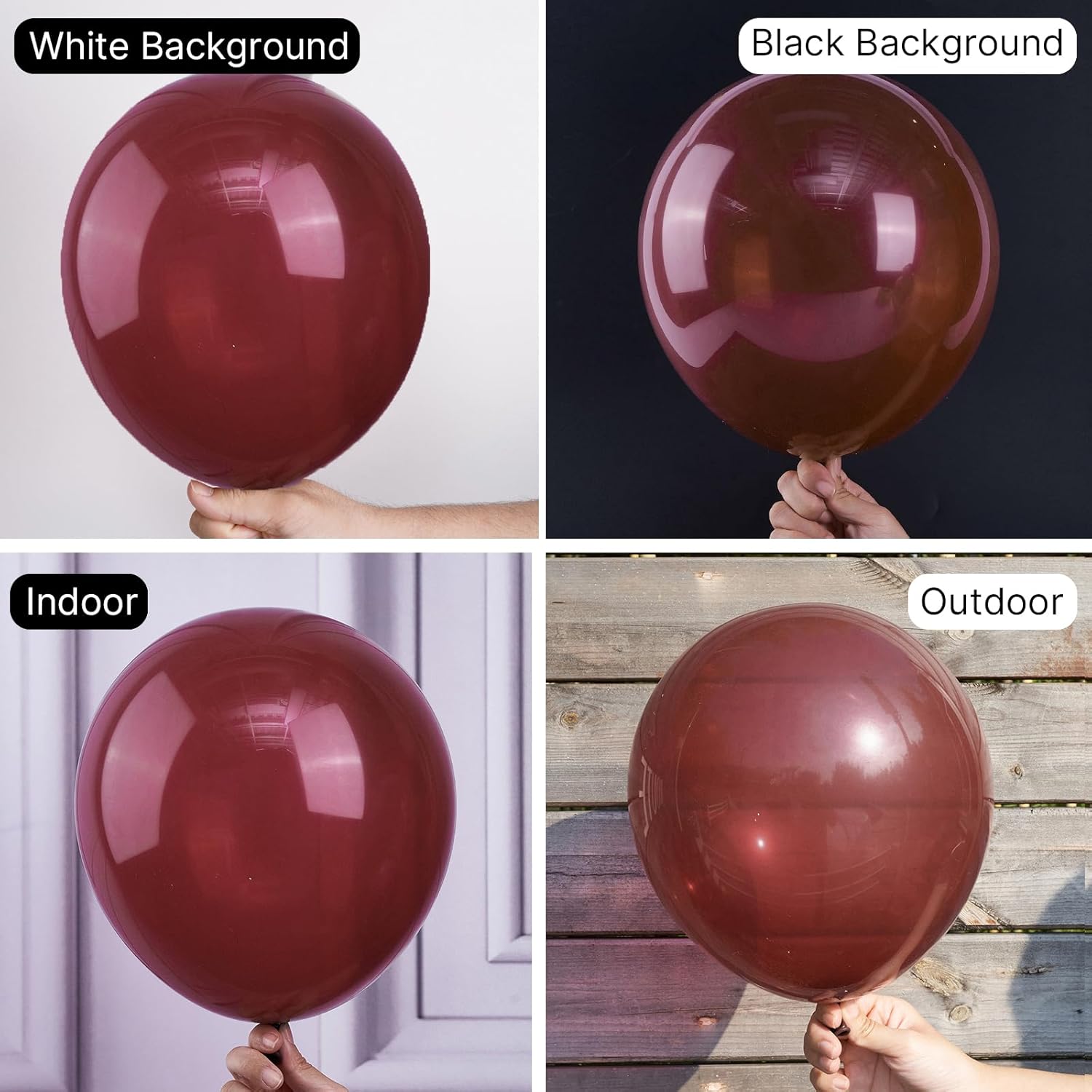 PartyWoo Burgundy Balloons - 50pcs 12 Inch Dark Chestnut Red Helium Balloons for Celebrations