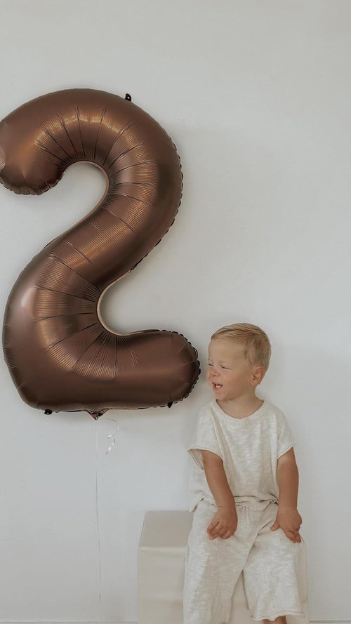 Chocolate 2nd Birthday Balloon - 40 Inch Dark Brown Number 2 Decoration for Parties