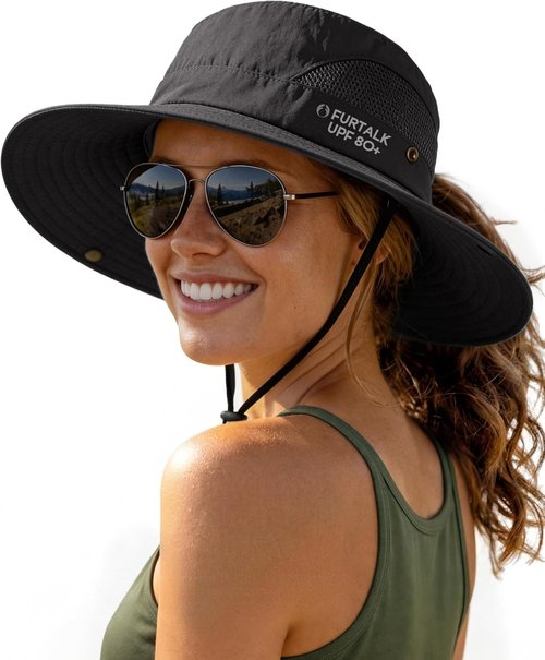 FURTALK Women's Sun Hat - Wide Brim Bucket Hat with Ponytail Hole | UPF 80+ Outdoor Protection