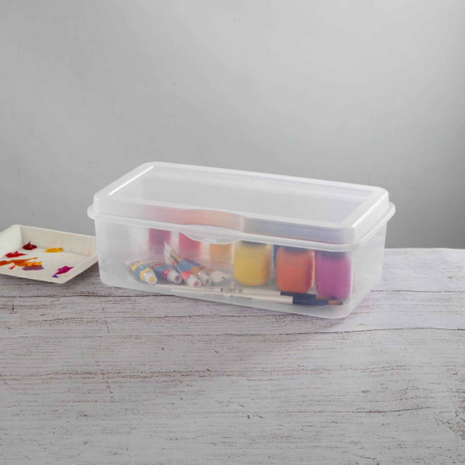 Sterilite 12-Pack Clear Flip-Top Stackable Storage Bins - Convenient Hinging Lid Design