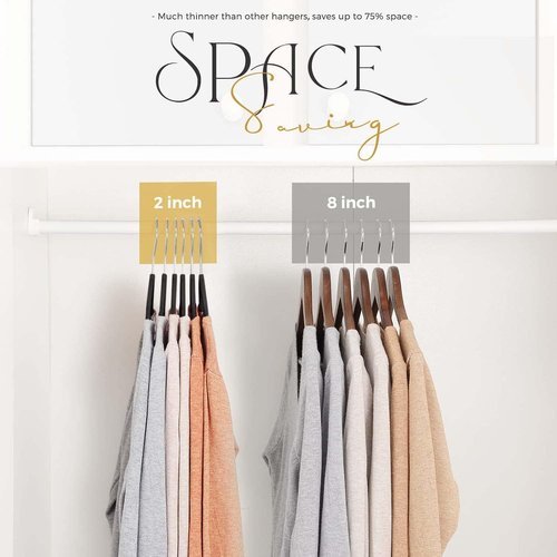 HOUSE DAY Black Velvet Hangers - Premium Non-Slip Felt Clothes Hangers | 60 Pack with Adjustable Clips