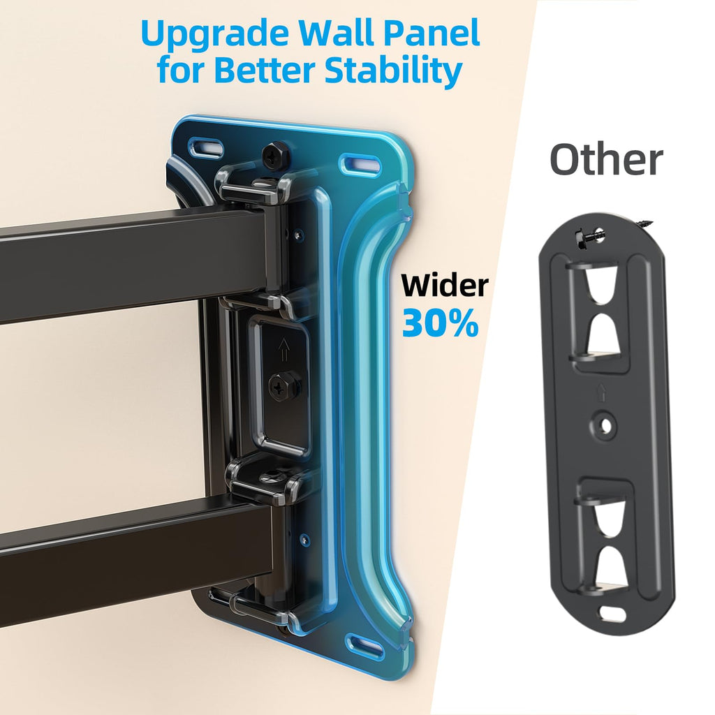 HCMOUNTING Pre-Assembled Corner TV Wall Mount for 32-80" TVs, Full Motion with Smooth Gliding Extension, 30" Long Arm, Single Stud Installation Holds 100lbs, Max VESA 600x400mm