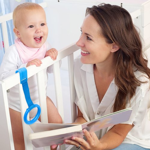 KALAMANDA 4 PCS Baby Playpen Pull Up Rings, Pull Up Handles Standing Walker Crib Pull Rings for Toddler Kids Children Walking Training Tool(Yellow/Red/Blue/Green)