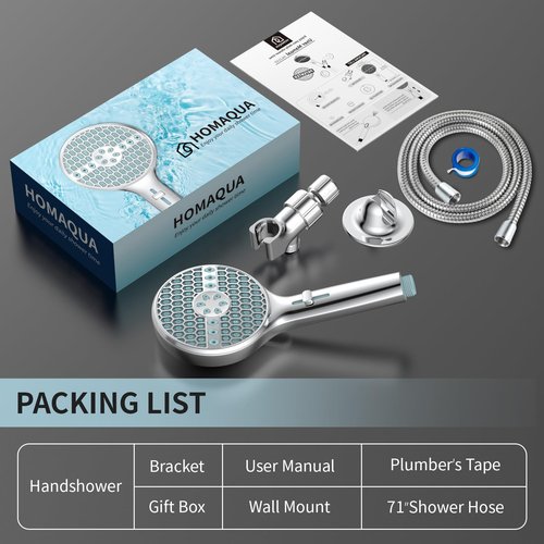 High Pressure Handheld Shower Head, 9 Spray Modes Showerhead with Power Wash, 71" Extra Long Hose, Adjustable Shower Bracket, Leakproof Design, Easy Install, Chrome Finish