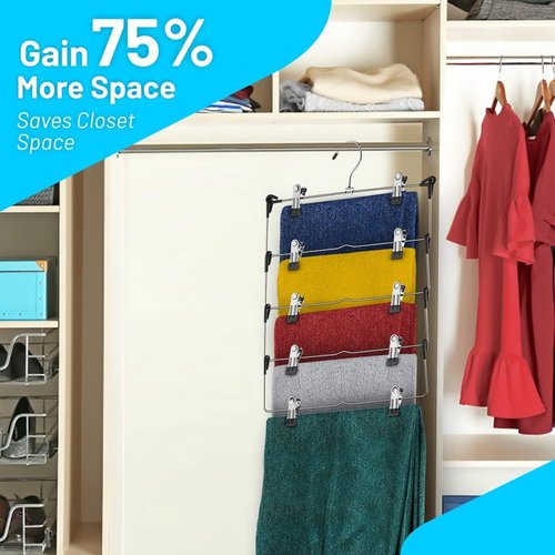 DEILSY™ 5-Tier Skirt Hangers - Space-Saving Metal Clips for Pants | 3-Pack Closet Organizer
