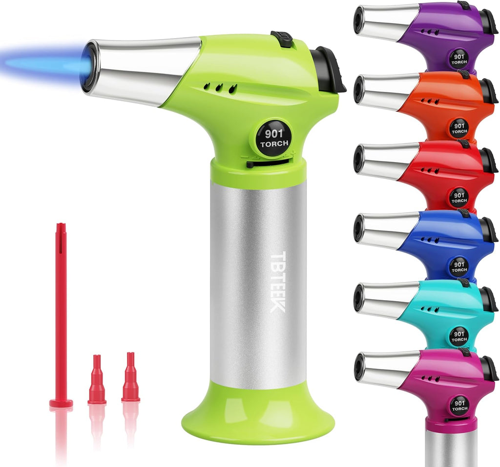 TBTEEK Butane Torch T901 - Adjustable Flame Kitchen Torch with Safety Lock for Cooking & Baking | Green