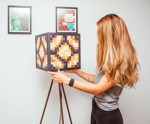 Minecraft Glowstone Tripod Floor Lamp | LED Light, Standing Lamp for Living Room | Home Decor Accessories and Room Essentials | Official Video Game Collectible | 62 Inches Tall