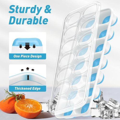 ChefAide Ice Cube Tray - Durable Stackable Design with Removable Lids | 4 Packs of 56 Easy-Release Cubes