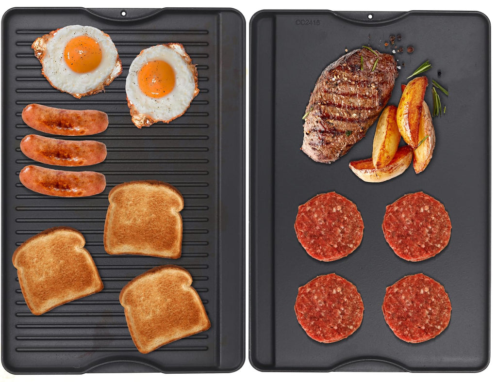 WEBROIL 24" X 16" Reversible Cast Iron Griddle for Camp Chef, Flat Top Plate for Gas/Stove/Charcoal/Propane Grill, Universal 4 Burner Stove Top Griddle for Outdoor Cooking & Camping Accessories