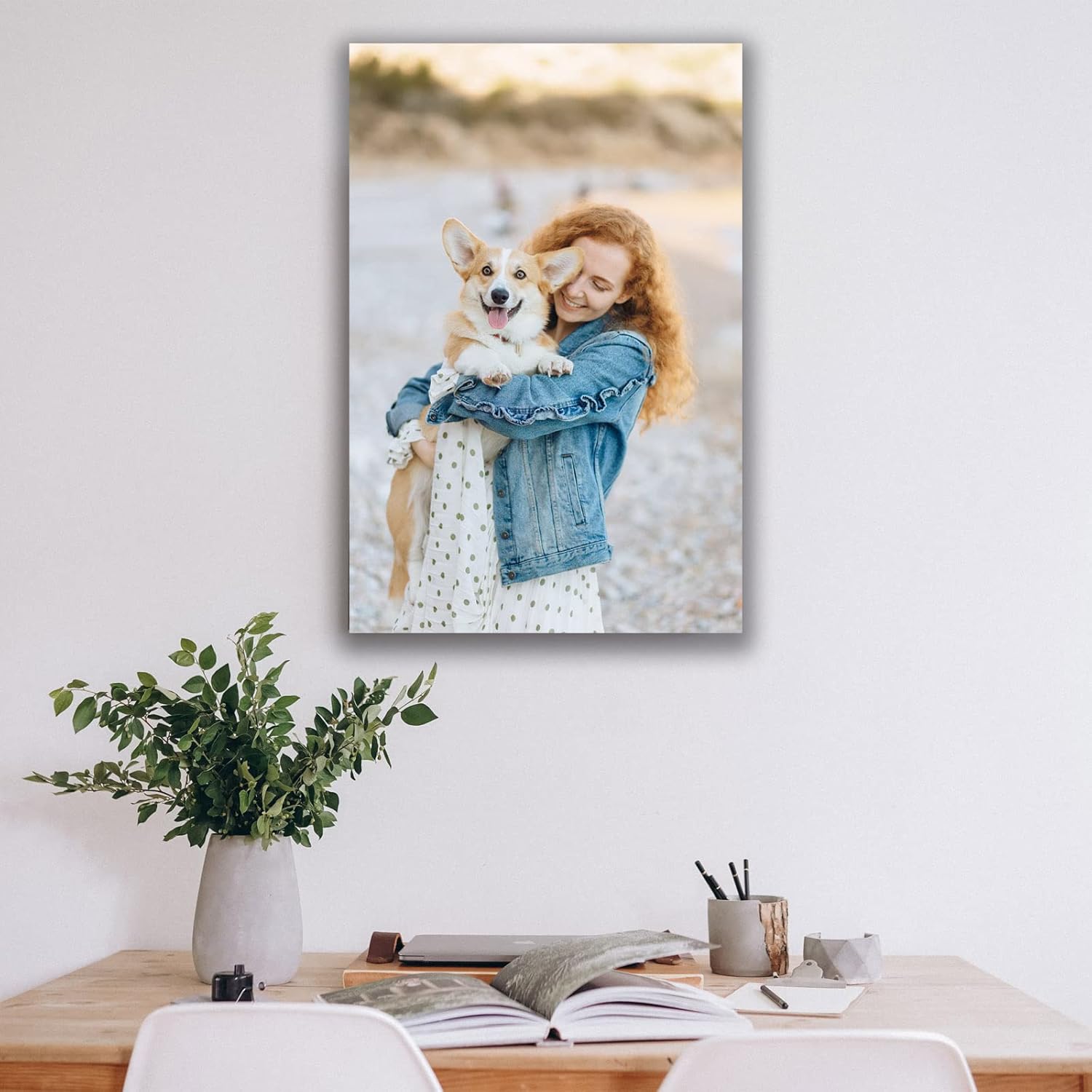 Skiennix Custom Canvas Prints - Personalized Wall Art with Your Photos | 16x20 Framed Canvas for Family & Pet Gifts