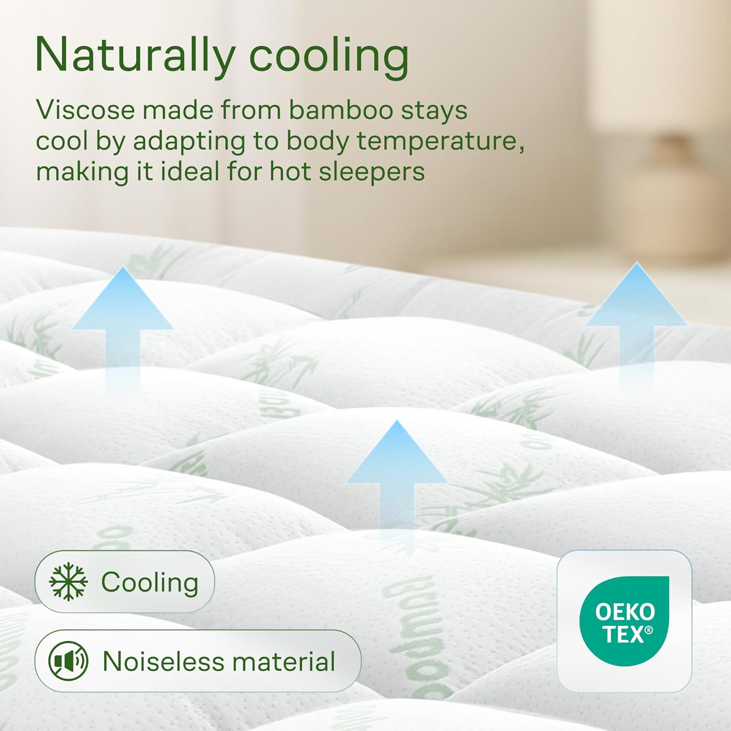 Niagara Sleep Solution Ultra Soft Queen Mattress Topper - Bamboo Viscose Pillow Top for Back Pain Relief | Naturally Cooling, Fits 6-18" Mattresses, 600GSM