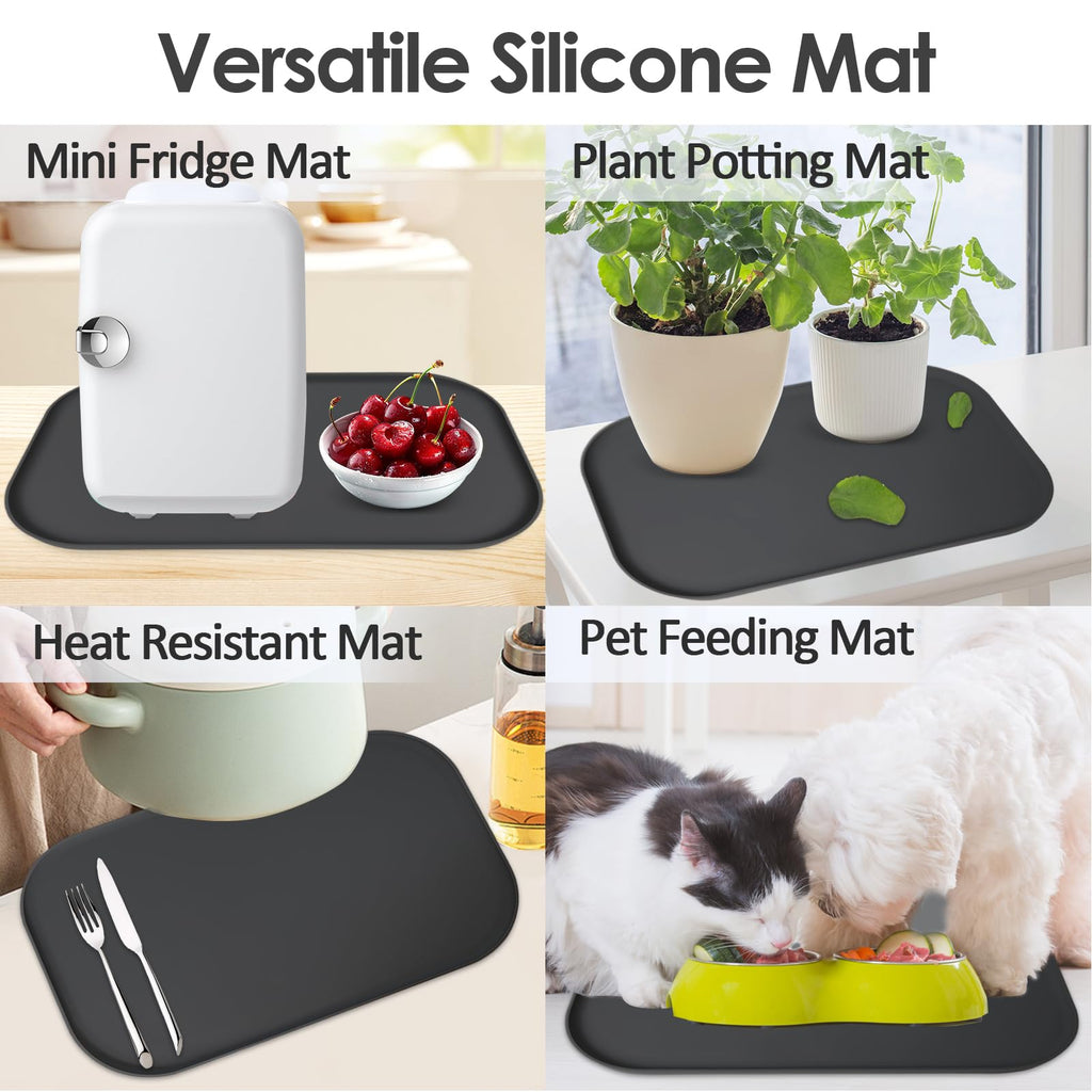 TOHONFOO Silicone Coffee Maker Mat with Lip, 17.4'' x 10.6'' Heavy Duty Coffee Maker Mat for Countertops, Coffee Tray Fit Under Coffee Machine Appliance Automatic Machines Espresso Accessory, Black