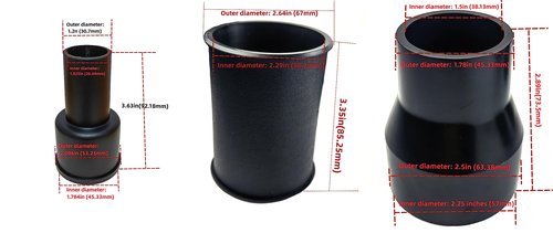 palart 3 Piece Vacuum Adapter Combo Kit Fits Wet Dry Vacuum Cleaners Connector Accessory, Includes a 2-1/2 in. to 1-7/8 in. Accessory Adapter, a 1-7/8 in. to 1-1/4 in. and a Hose-to-Hose Connector