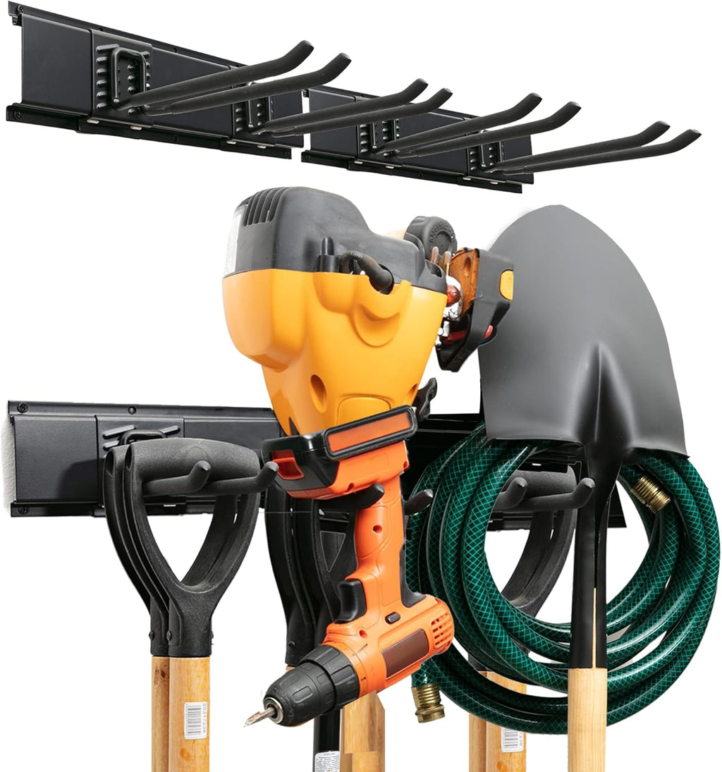 TIDYME Garage Tool Organizer Wall Mount - Sturdy 32-Inch Storage Rack with Adjustable Hooks | 200lbs Capacity