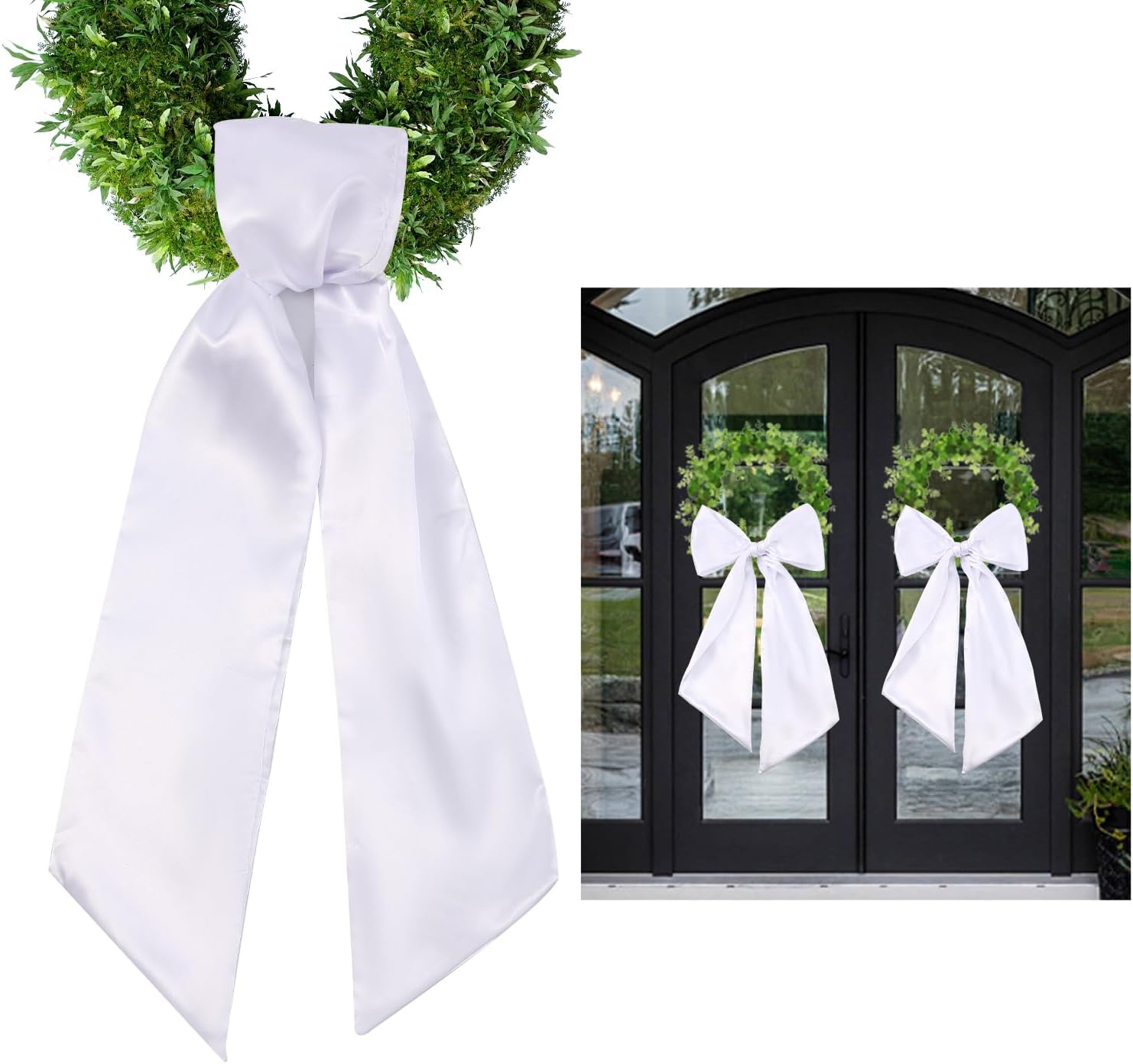 Skiennix Wreath Sash - Blank White Sash for Monogram Embroidery | 5" W x 54" L (2 Pack)