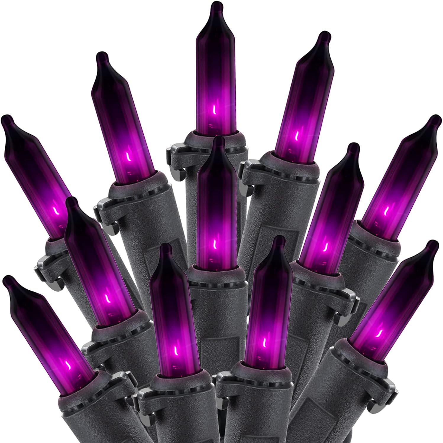 Minetom Halloween String Lights - 100 Count 25 Feet Incandescent Bulbs | Purple Mini Lights for Festive Decor
