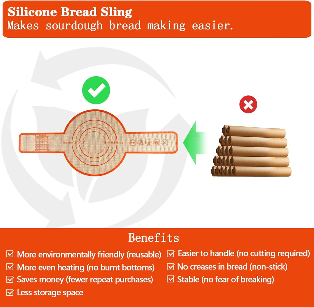 UBeesize Silicone Bread Sling - Reusable Non-Stick Baking Mat for Dutch Oven | 2-Pack with Extra Long Handles