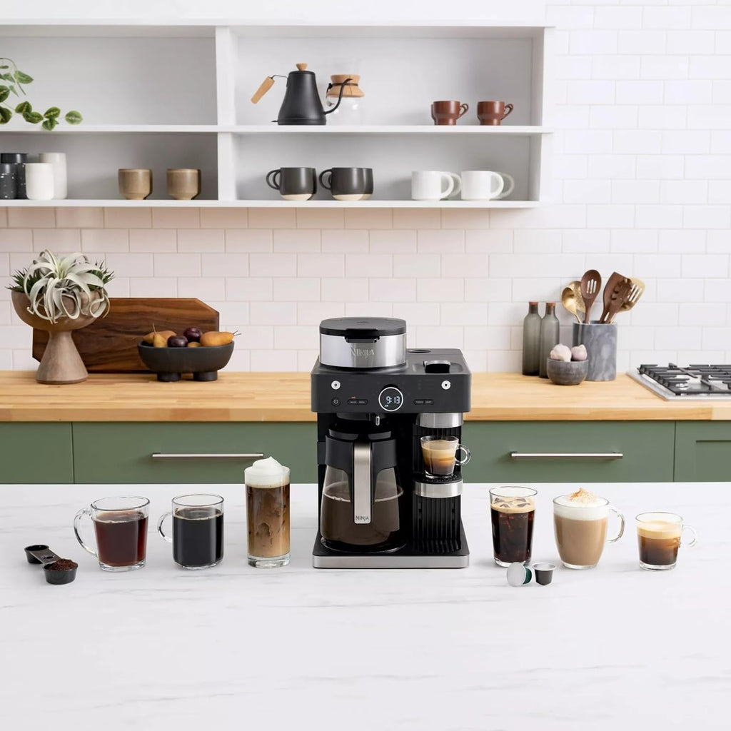 Ninja Refurbished CFN601 Espresso & Coffee Barista System - Single-Serve & 12-Cup Carafe with Frother